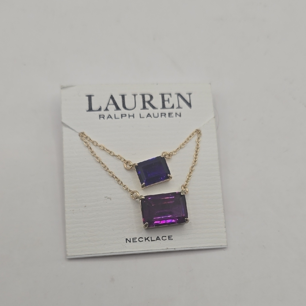 NWT Ralph Lauren U384/Ralph Lauren/Amethyst X Purple 2 Layer Crystal Necklace